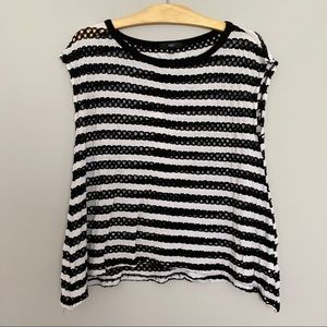 Tart Nordstrom Black White Striped Perforated Top